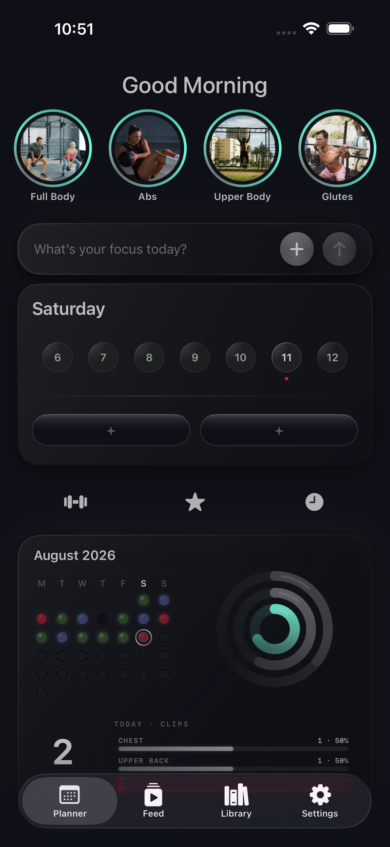 The planner: drag clips onto your week