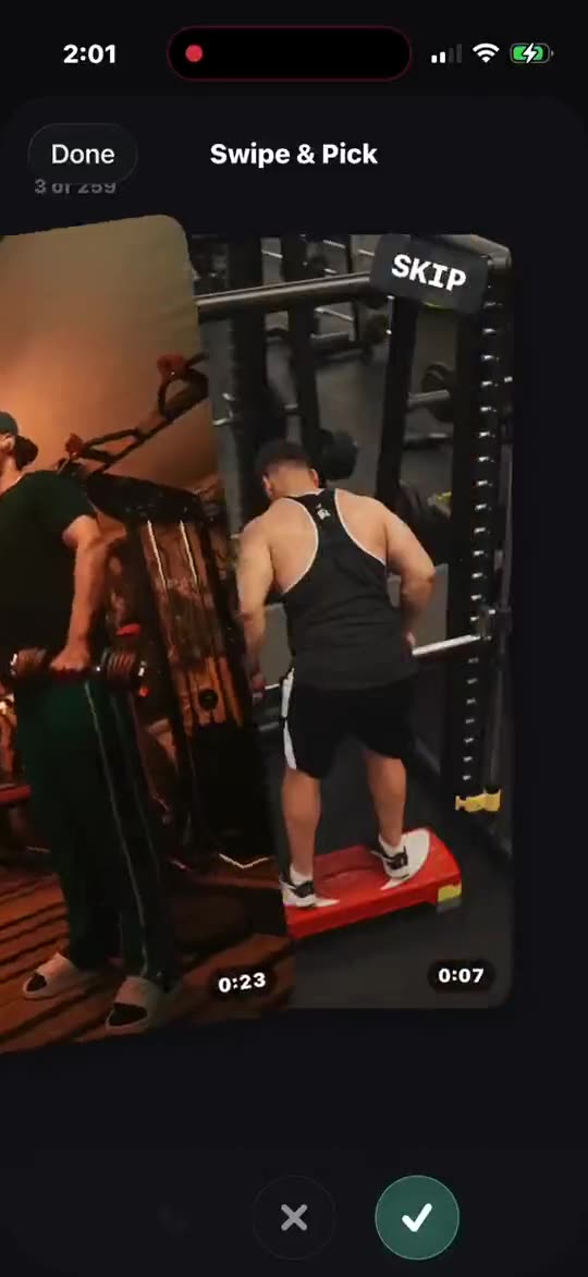 Trimming a clip to just the set